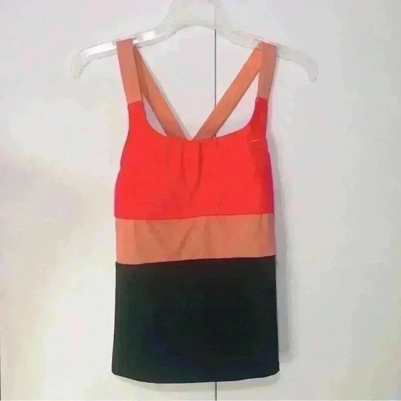 Nike Women Swim Tankini Top Coral Black Peach Removable Pads Size Small NWT - Picture 1 of 13